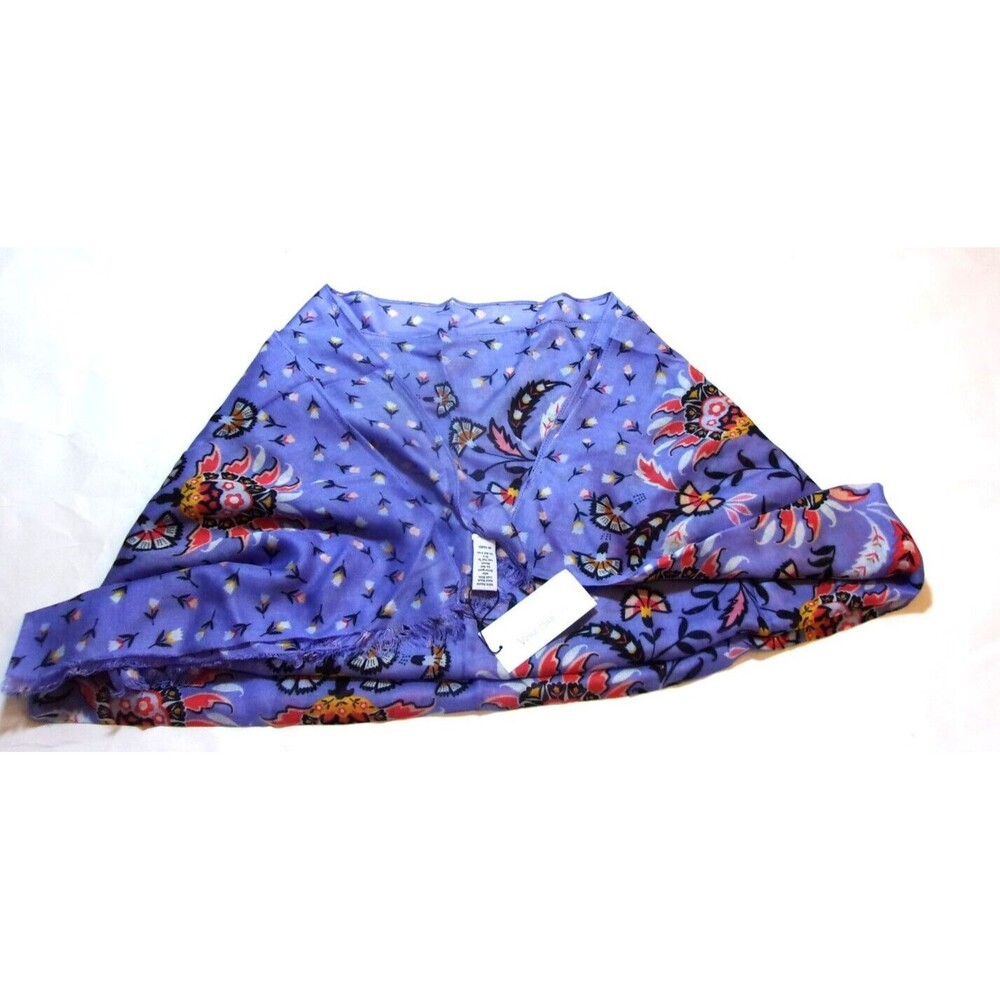 Vera Bradley Mural Garden Fringe Long Scarf 100% Rayon Purple Orange New - Picture 2 of 7